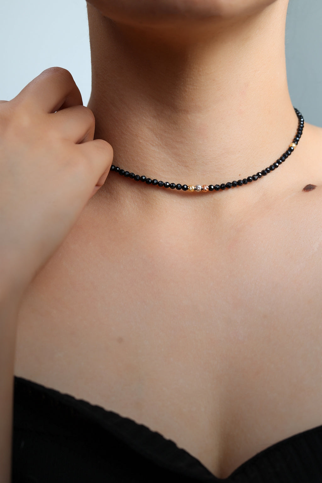 Choker en Piedras Naturales 4 mm con Oro 18K
