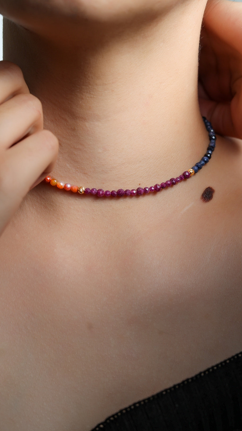Choker en Piedras Naturales 4 mm con Oro 18K