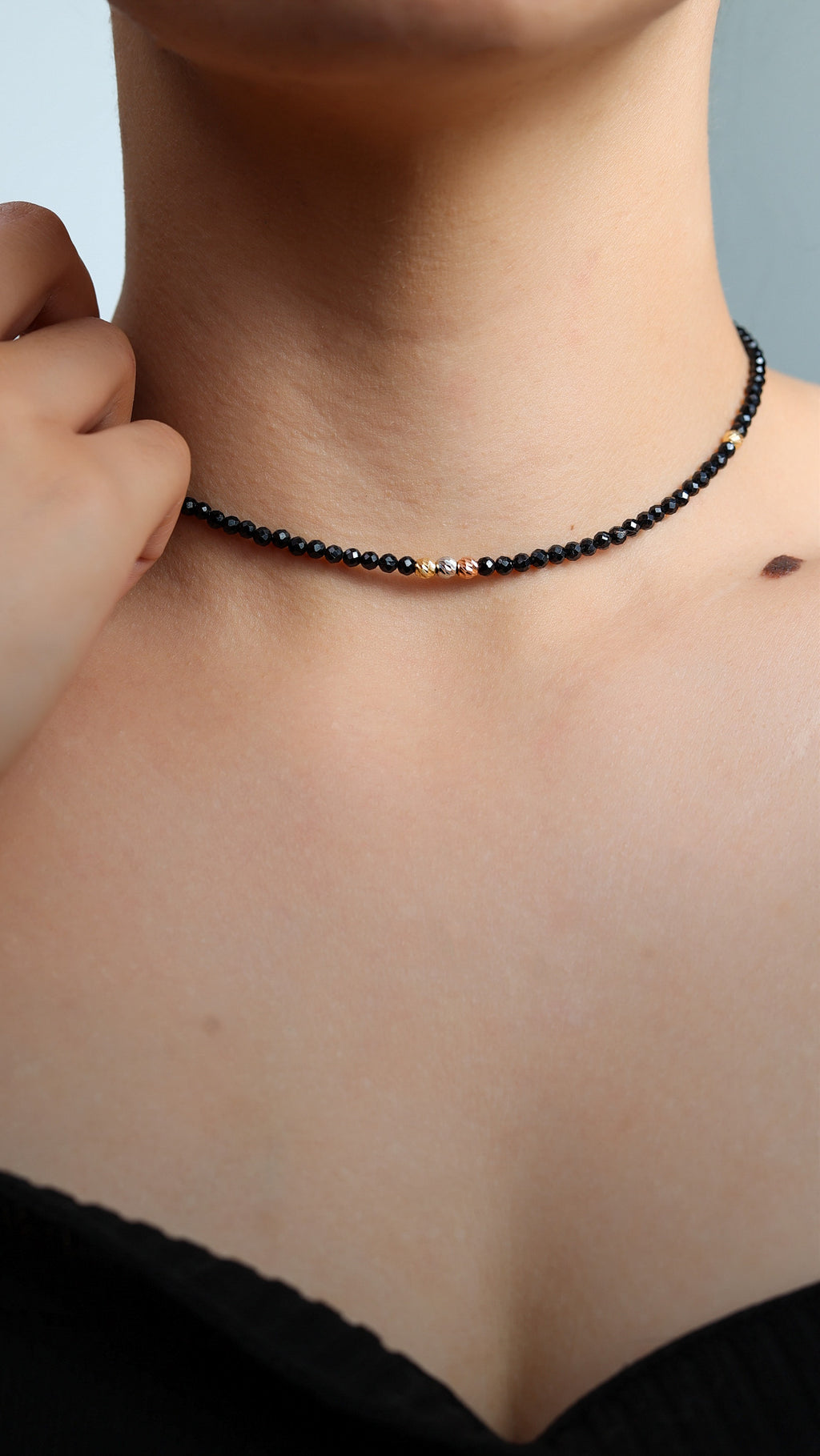 Choker en Piedras Naturales 4 mm con Oro 18K