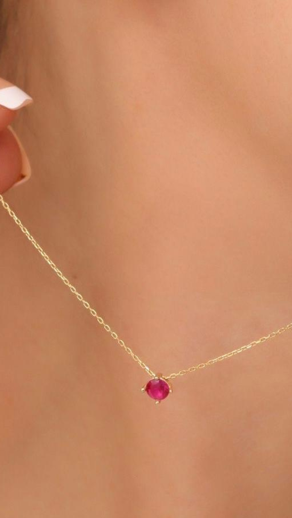 Cadena Veneciana con Dije de Rubí de 4 mm en Oro 18K