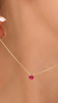 Cadena Veneciana con Dije de Rubí de 4 mm en Oro 18K