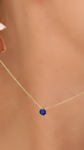 Cadena Veneciana con Dije de Zafiro de 4 mm en Oro 18K